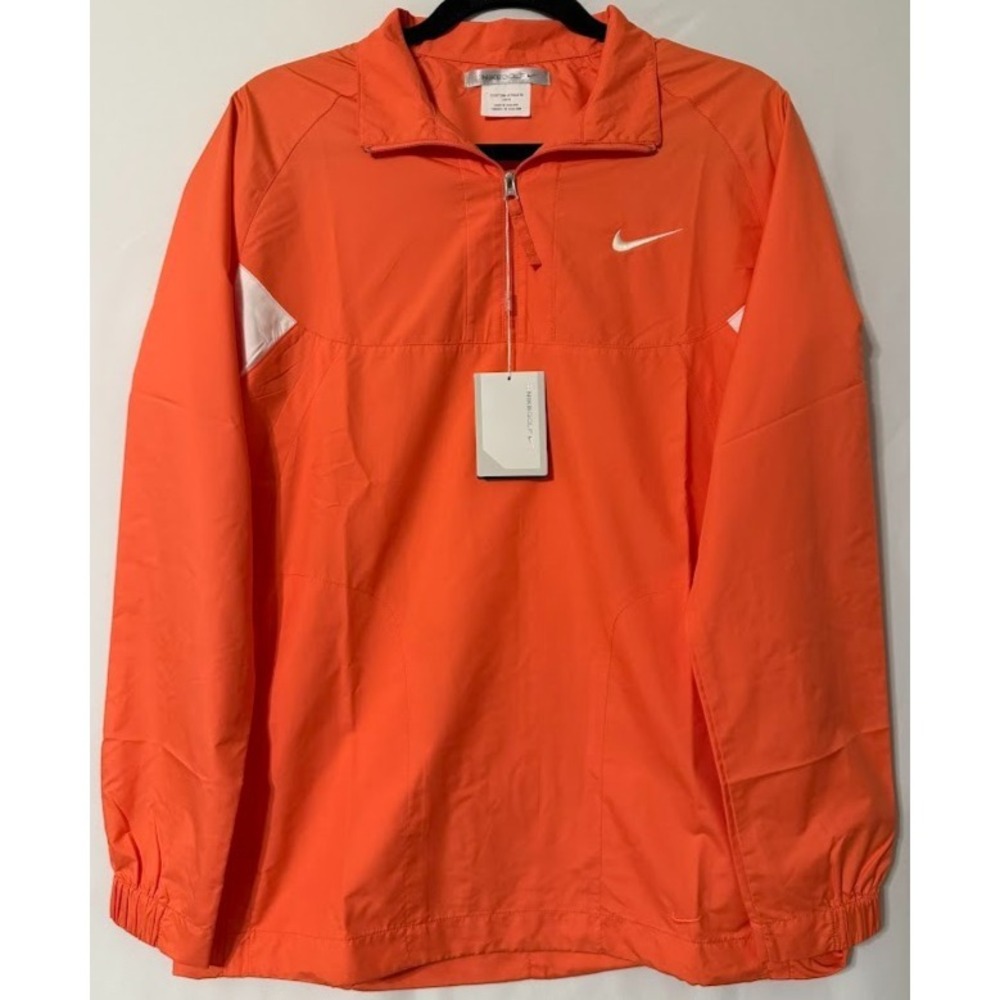 Nike Golf Jacket Windproof Women Medium‎ Orange 1/4 Zip Pullover Custom Athlete